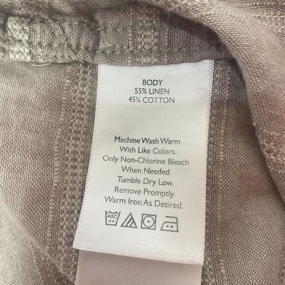 Eddie Bauer Shirt Mens Size XL Beige White Striped Linen Blend Button Up Outdoor - Picture 11 of 16